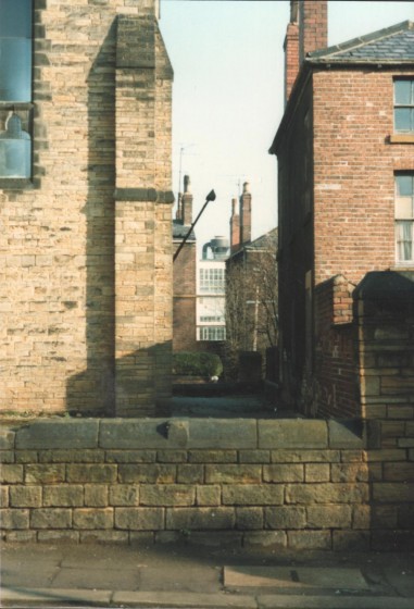 St Silas Church with Viners factory in background, February 1980 | Photo: Tony Allwright