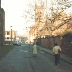 Upper Hanover Walk with St Silas Church in background, February 1980 | Photo: Tony Allwright