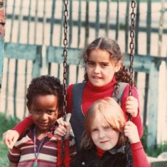 Three children on swing, Broomhall adventure playground. June 1978 | Photo: Tony Allwright