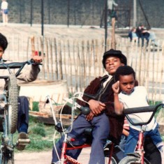 Three boys and bikes, Broomhall adventure playground. June 1978 | Photo: Tony Allwright