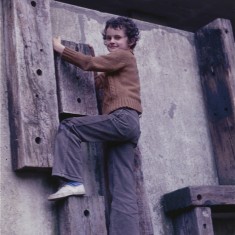 Boy climbing, Broomhall Flats play area. July 1978 | Photo: Tony Allwright