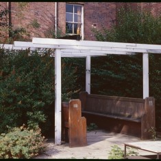 Frame structure and pews, now at Wilkinson St. September 1978 | Photo: Tony Allwright