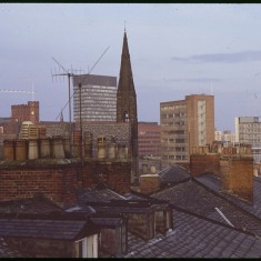 Glossop Rd rooftops and Drama Studio, December 1978 | Photo: Tony Allwright