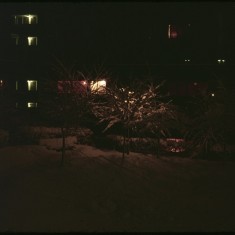 Night at Broomhall Flats in the snow. March 1979 | Photo: Tony Allwright