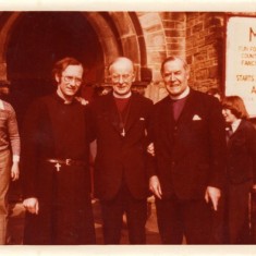 L-R: Alan Billings (Vicar of St Silas), Donald Coggan (Archbishop of Canterbury) and Gordon Fallows (Bishop of Sheffield). St Silas Church , May week, 1976 | Photo: Mary Roberts