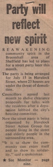 Newspaper article on Havelock Square Street Party, 1979 | Image: Mike Fitter