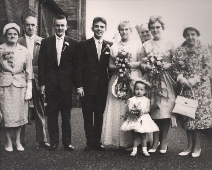 Barbara and Geoffrey Colliver wedding party outside St Silas Church, 1961 | Photo: Barbara and Geoffrey Colliver