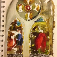 Watercolour of stained glass window, St Silas Church by Sue Lancaster. 2013 | Photo: Sue Lancaster