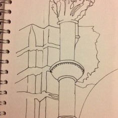 Sketch of pillar, St Silas Church by Sue Lancaster. 2013 | Photo: Sue Lancaster