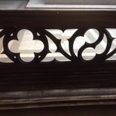 Carving on wooden pew, St Silas Church. 2013 | Photo: Sue Lancaster