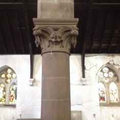 Stone carving on pillar, St Silas Church. 2013 | Photo: Sue Lancaster