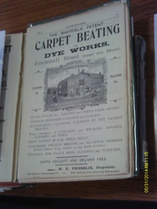 White's Directory advert for Sheffield Patent Carpet Beating and Dye Works.1902 | Photo: OUR Broomhall