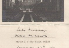 St Silas Wedding certificate of Florrie Hardcastle & Leslie Humphries: 1937