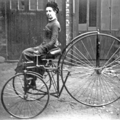 Miss Clara Hayball on her velocipede, 1875 | Photo: SALS PSy00516