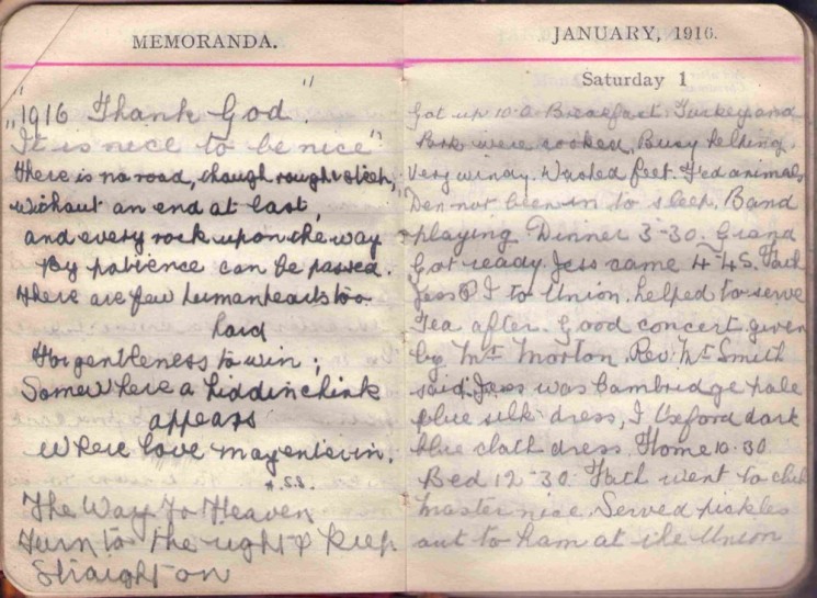 Doris Hogan 1916 Diary: Memoranda and January 1st | Photo: Suzanne Cam