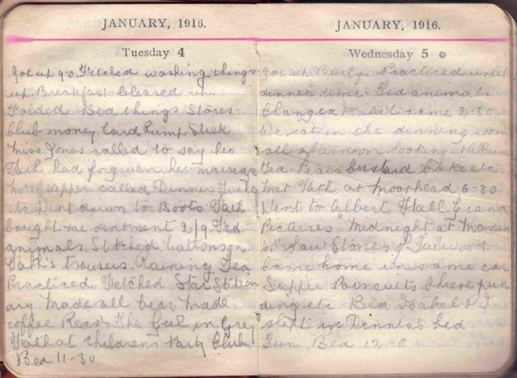 Doris Hogan 1916 Diary: January 4th and 5th | Photo: Suzanne Cam