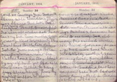 Doris Hogan Diary: 30th and 31st January 1916