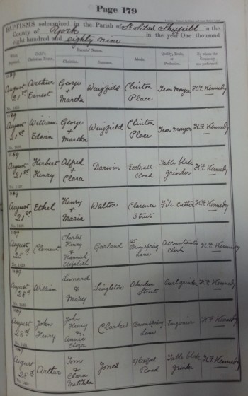 St Silas Parish Register Baptisms, 1889 | SALS PR76/1