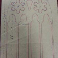 Sketches of St Silas Church windows with dimensions. Stained glass window over the altar. | Photo: SALS PR76/43