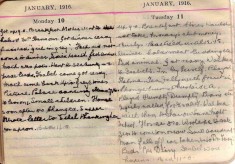 Doris Hogan Diary: 10th and 11th January 1916