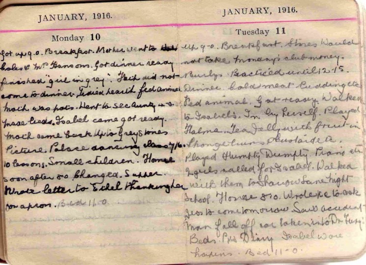 Doris Hogan 1916 Diary: January 10th and 11th | Photo: Suzanne Cam