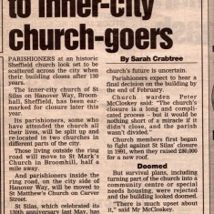 Newspaper cutting about the closure of St Silas Church. January 2000 | Photo: Audrey Russell