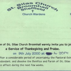 Invitation to the St Silas Church page 1. 9 July 2000 | Photo: Audrey Russell
