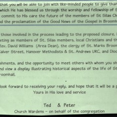 Invitation to the St Silas Church page 2. 9 July 2000 | Photo: Audrey Russell
