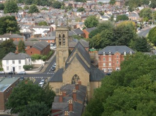 St Silas Church (centre) taken from the Hanover Flats roof. August 2014 | Photo: Our Broomhall