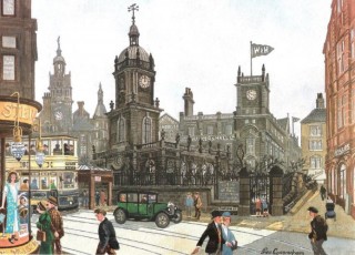 Illustration of St Paul's Church, Pinstone Street (now the Peace Gardens) taken from 