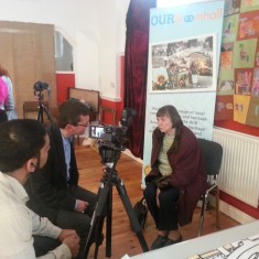 Chris Richardson and Sajid Ali interviewing Sadie Marshall. March 2014 | Photo: Our Broomhall