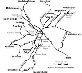Sheffield Tramway Route Map. (Credit: Gregory Deryckère. Licensed under CC BY 2.5 )