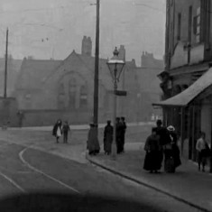 Still from 'Tram Ride through the City of Sheffield' (1902): Junction of London Rd and Queens Rd | Photo: British Film Institute