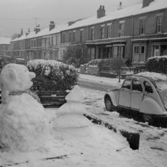 Snowman on Havelock St, 1981