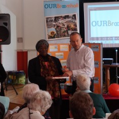 Our Broomhall Heritage open day event. Paul Blomfield and Mavis Hamilton at Book Launch. 2015 | Photo: May Seo