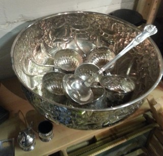 Silver plate Punch Bowl, cups and ladle by Viners of Sheffield