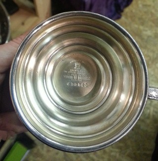 Detail of hallmark on Viners punch cup