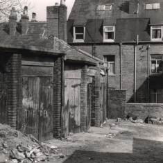 Derelict garages at back of Havelock Square, May 1979 | Photo: Tony Allwright