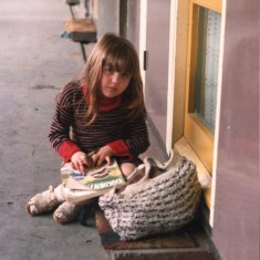 Broomhall Flats: girl and colouring book, May 1980 | Photo: Tony Allwright