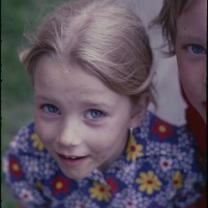 Young girl in flowery dress, Broomhall Flats. July 1978 | Photo: Tony Allwright 