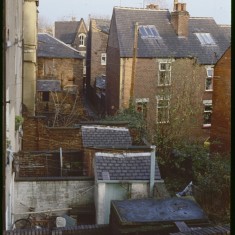 Back yards of Glossop Rd, towards Broomspring Lane. January 1979 | Photo: Tony Allwright