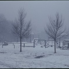 Broomhall adventure playground under snow, February 1979 | Photo: Tony Allwright