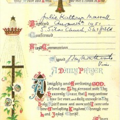 Julie Kathryn Marrall's Baptism certificate. St Silas Church, 1951 | Photo: Maureen Giddings