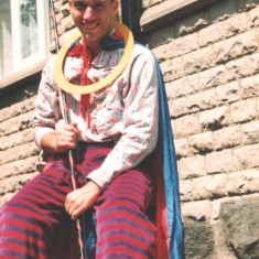 Stilt-man outside Broomhall Centre. Broomhall Carnival, 1990s | Photo: Broomhall Centre