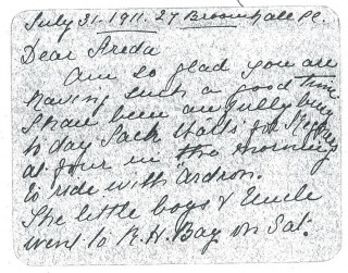 Dickinson letter 1: 31 July 1911. Page 1 | Photo: Judith Gaillac