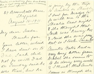 Dickinson letter 4: 15th August 1911. Page 1 | Photo: Judith Gaillac