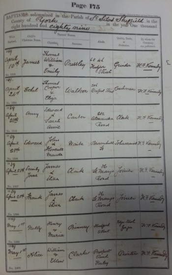 St Silas Parish Register Baptisms, 1889 | SALS PR76/1