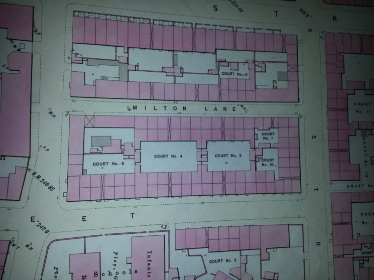 Hodgson Street & Milton Lane where Elsie grew up. 1889 map | Photo: SALS 294.11