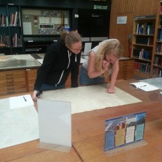 Looking at old maps in University of Sheffield's Western Bank Library. 2014 | Photo: OUR Broomhall