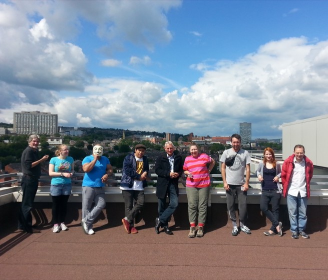 Volunteers on the roof of Hanover Tower Block. Summer 2014 | Photo: OUR Broomhall